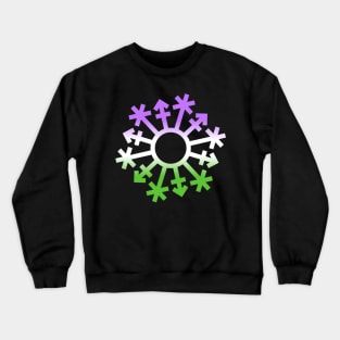 Gender Snowflake - Genderqueer Flag Colors - No Text Crewneck Sweatshirt